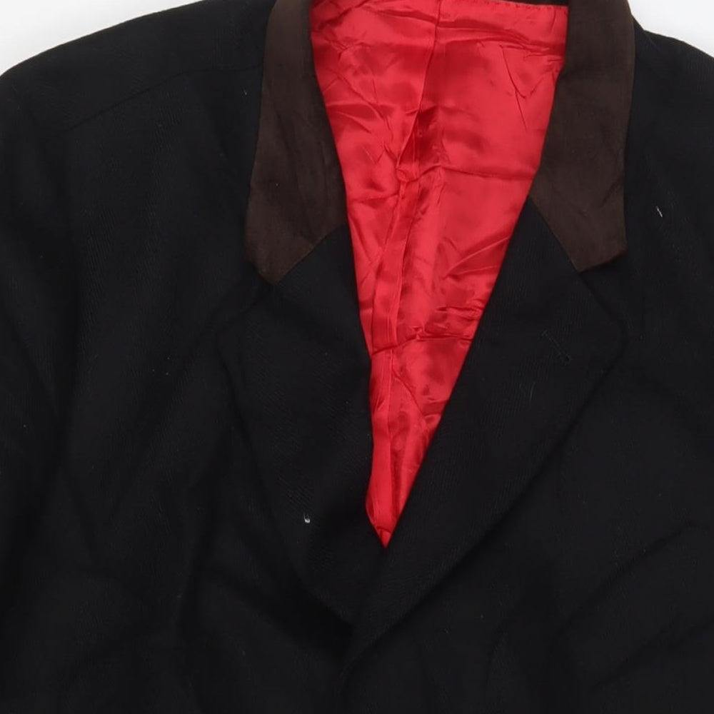Jeff Banks Mens Black Overcoat Coat Size XL Button