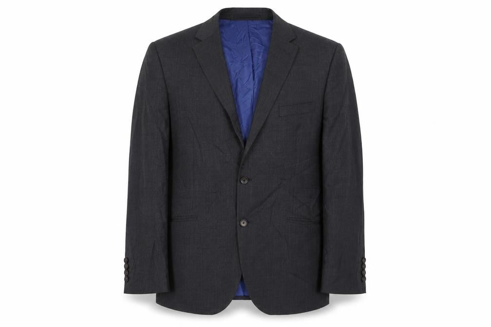 Front view of Marks & Spencer men’s grey wool jacket suit jacket, size 42, regular