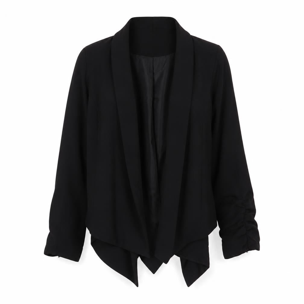 Front view of Very women’s black jacket blazer, size UK 10, - open