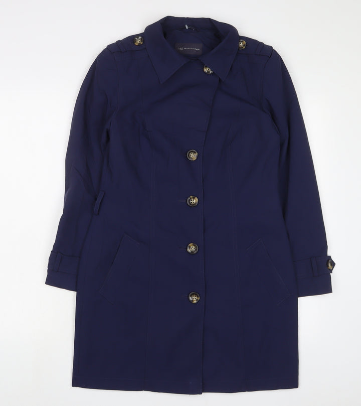 Marks and Spencer Womens Blue Overcoat Coat Size 8 Button
