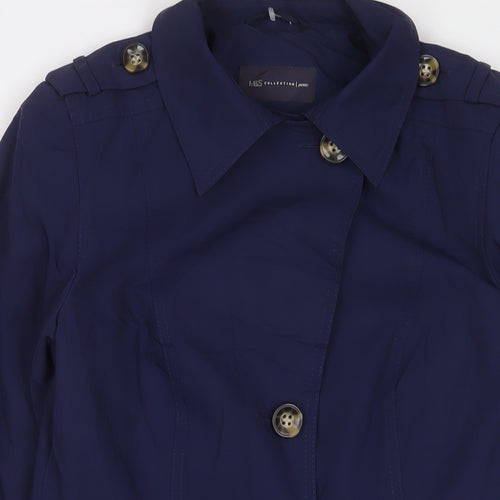 Marks and Spencer Womens Blue Overcoat Coat Size 8 Button