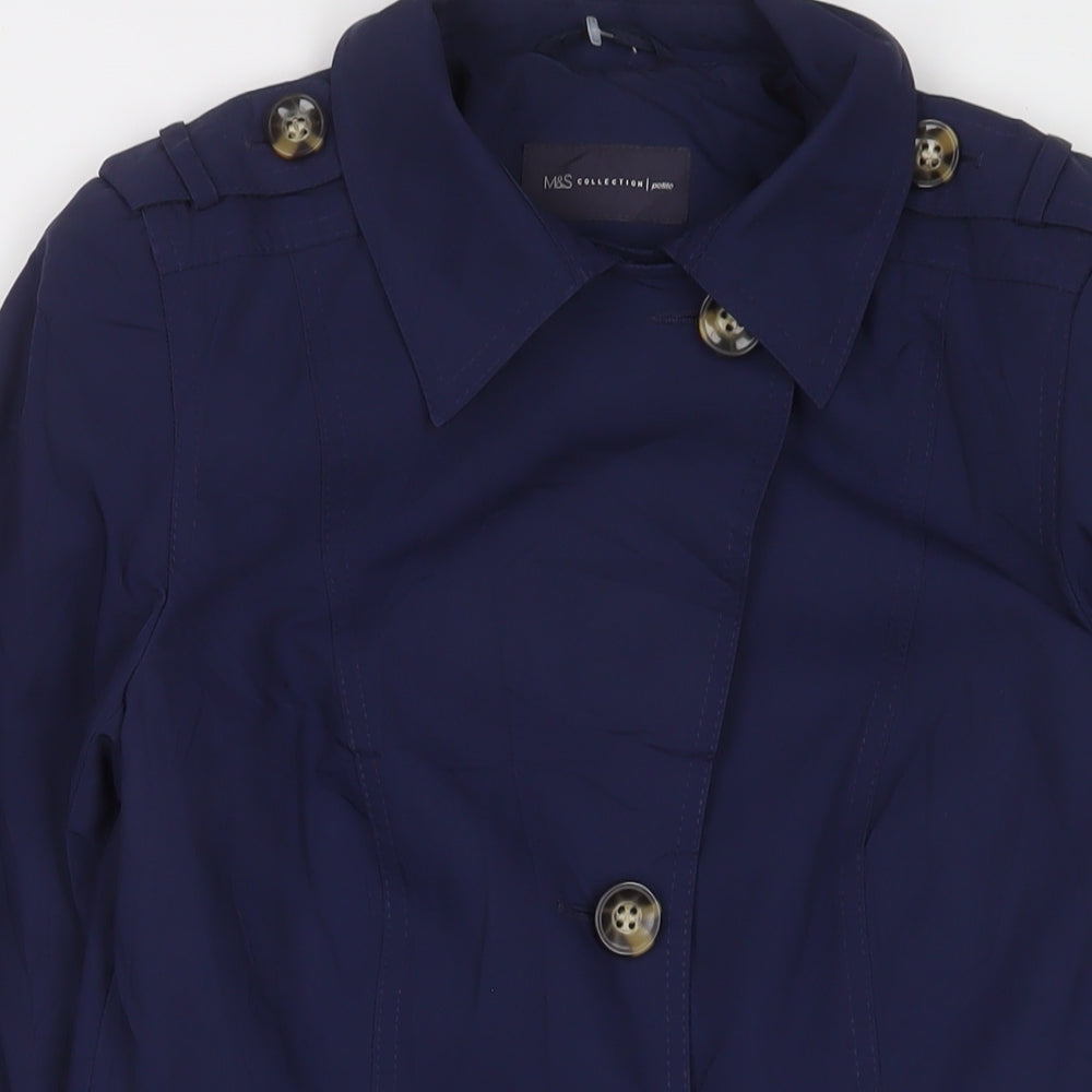 Marks and Spencer Womens Blue Overcoat Coat Size 8 Button