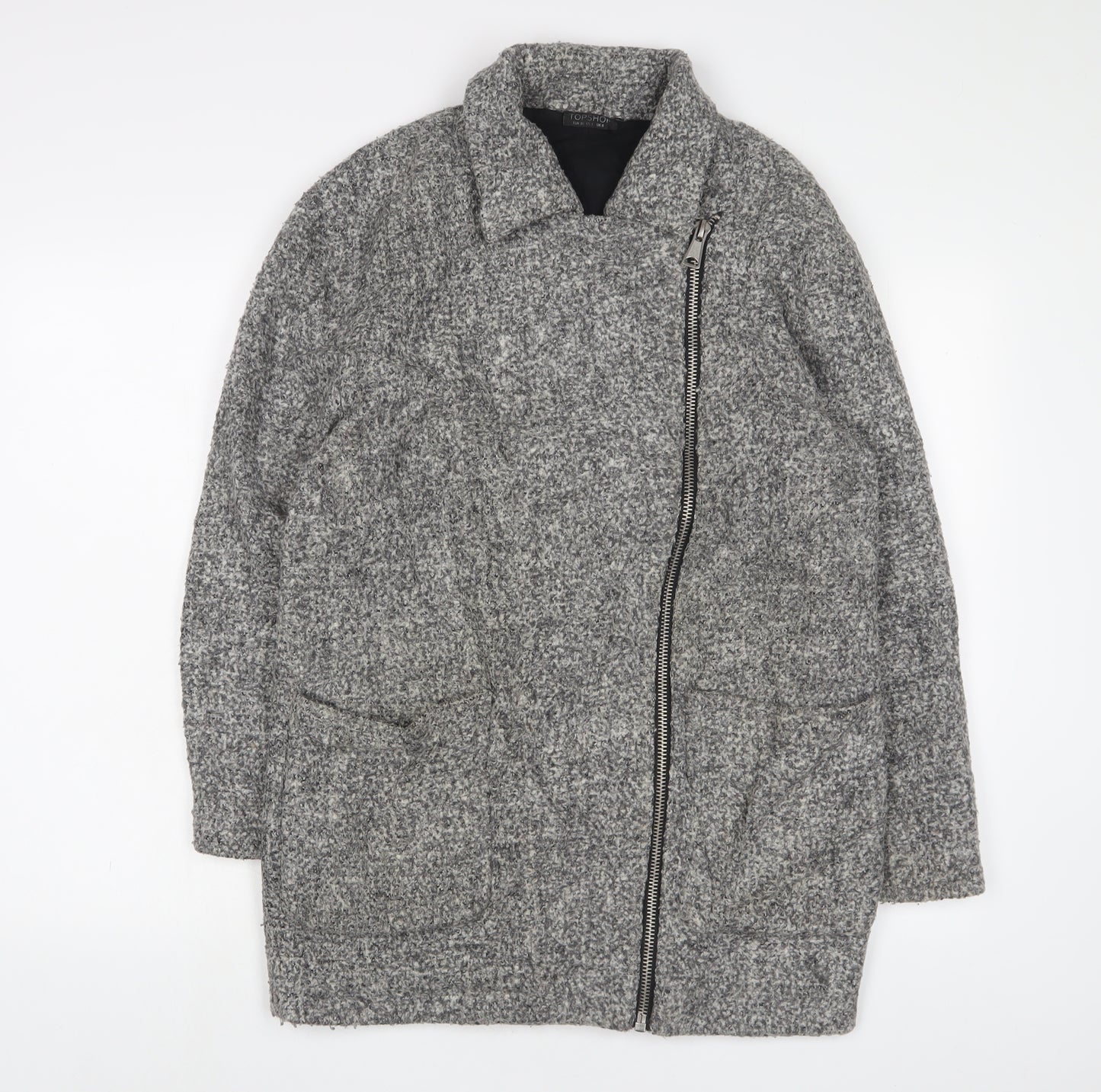 Topshop Womens Grey Jacket Coat Size 8 Zip