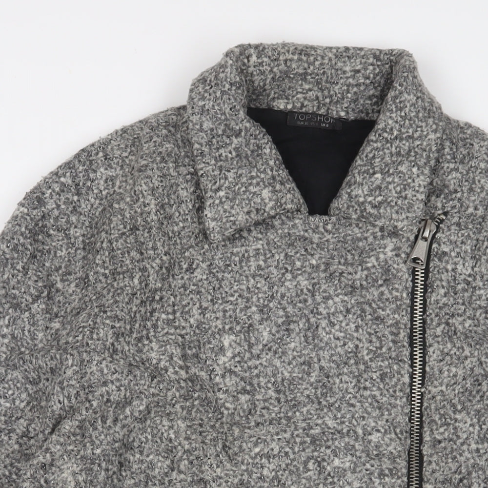 Topshop Womens Grey Jacket Coat Size 8 Zip