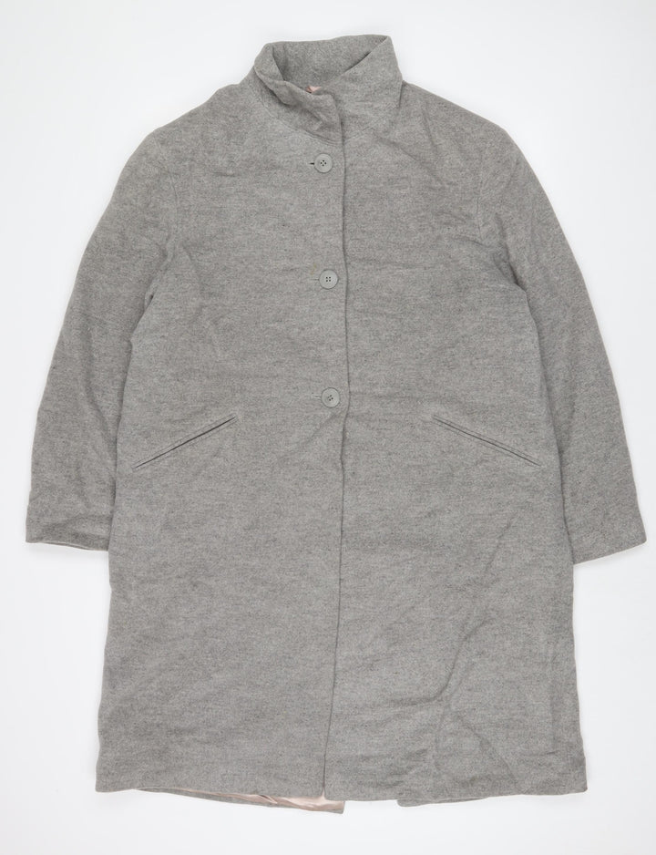 NEXT Womens Grey Overcoat Coat Size 12 Button