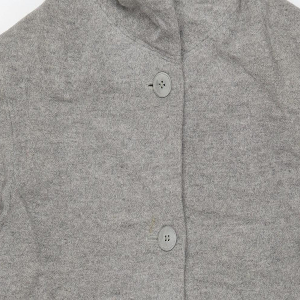 NEXT Womens Grey Overcoat Coat Size 12 Button