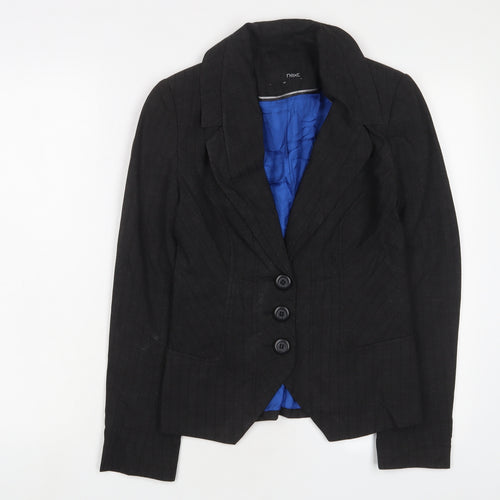 NEXT Womens Grey Striped Jacket Blazer Size 8 Button