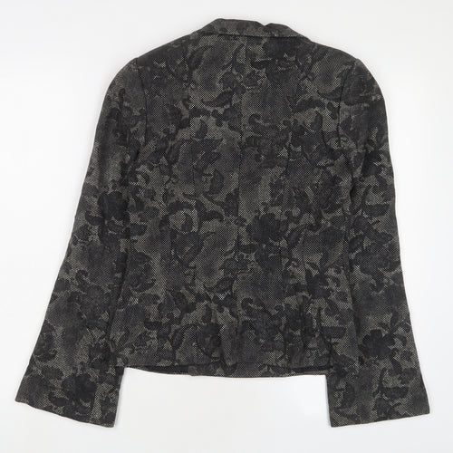 H&M Womens Grey Floral Jacket Blazer Size 6 Snap