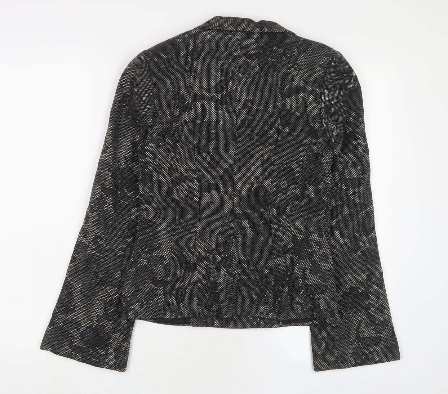H&M Womens Grey Floral Jacket Blazer Size 6 Snap