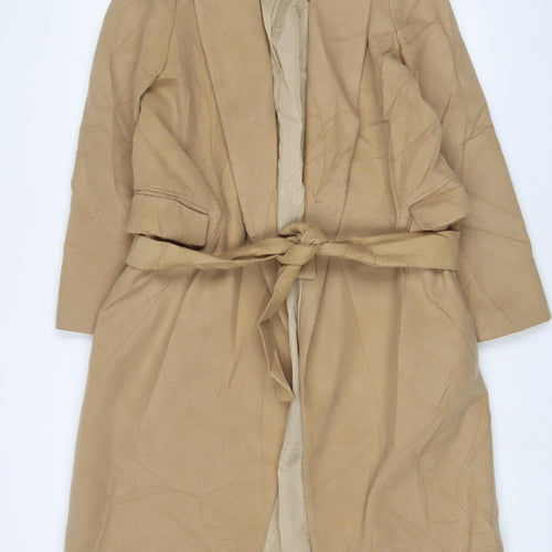 Topshop Womens Brown Overcoat Coat Size 8 Button - Belted