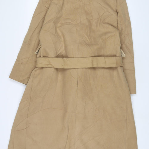 Topshop Womens Brown Overcoat Coat Size 8 Button - Belted