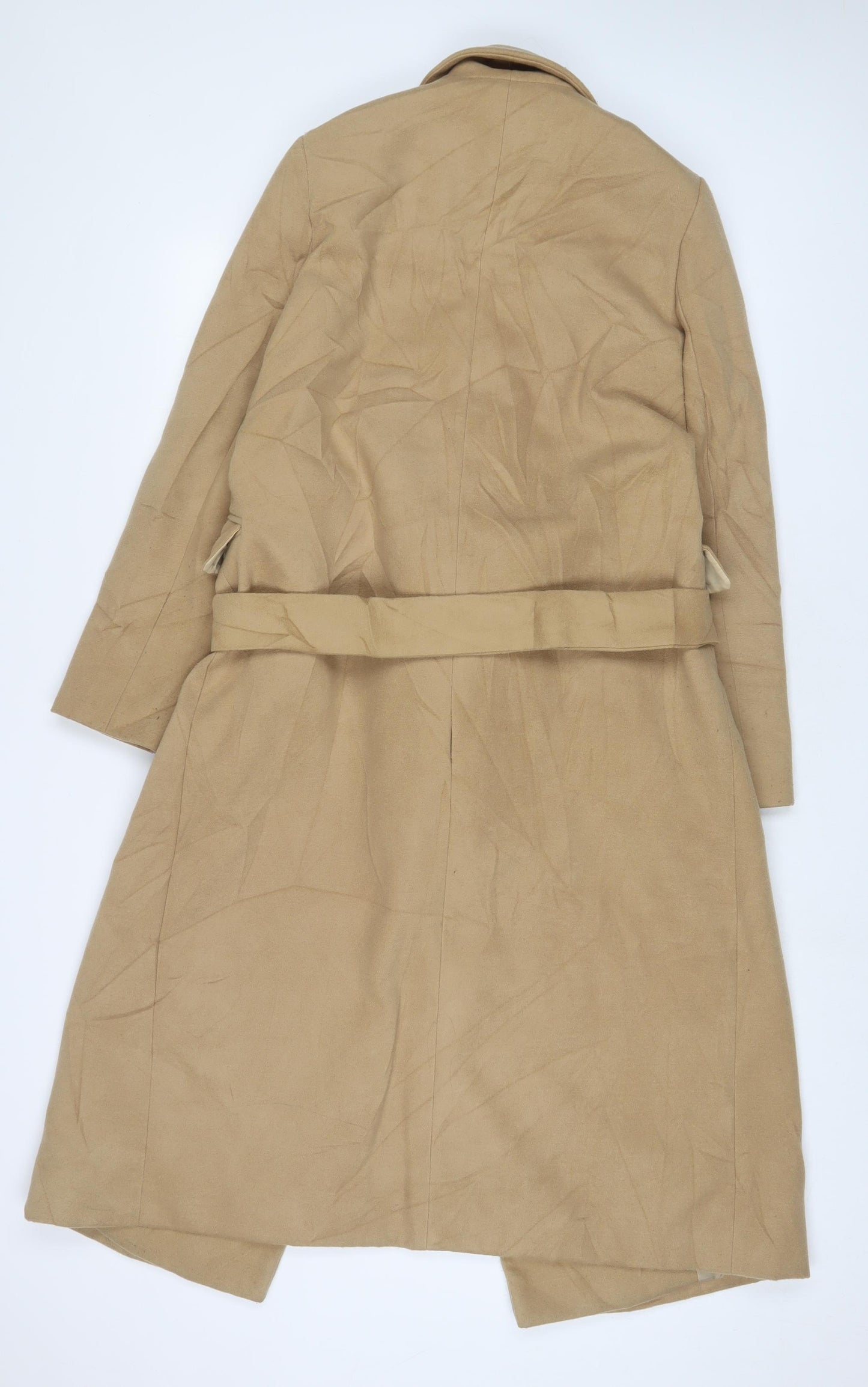 Topshop Womens Brown Overcoat Coat Size 8 Button - Belted