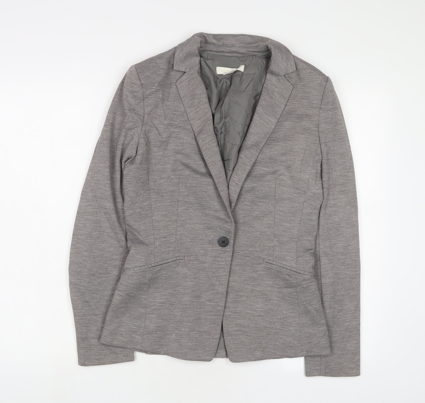 H&M Womens Grey Jacket Blazer Size 8 Button