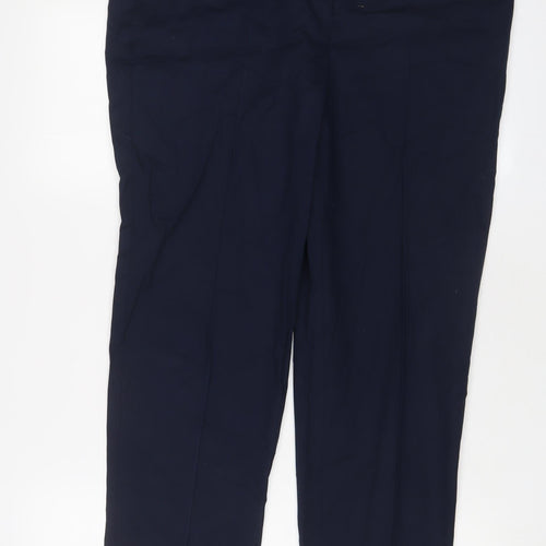 NEXT Womens Blue Cotton Trousers Size 14 L24 in Regular Hook & Eye