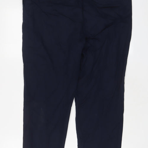 NEXT Womens Blue Cotton Trousers Size 14 L24 in Regular Hook & Eye