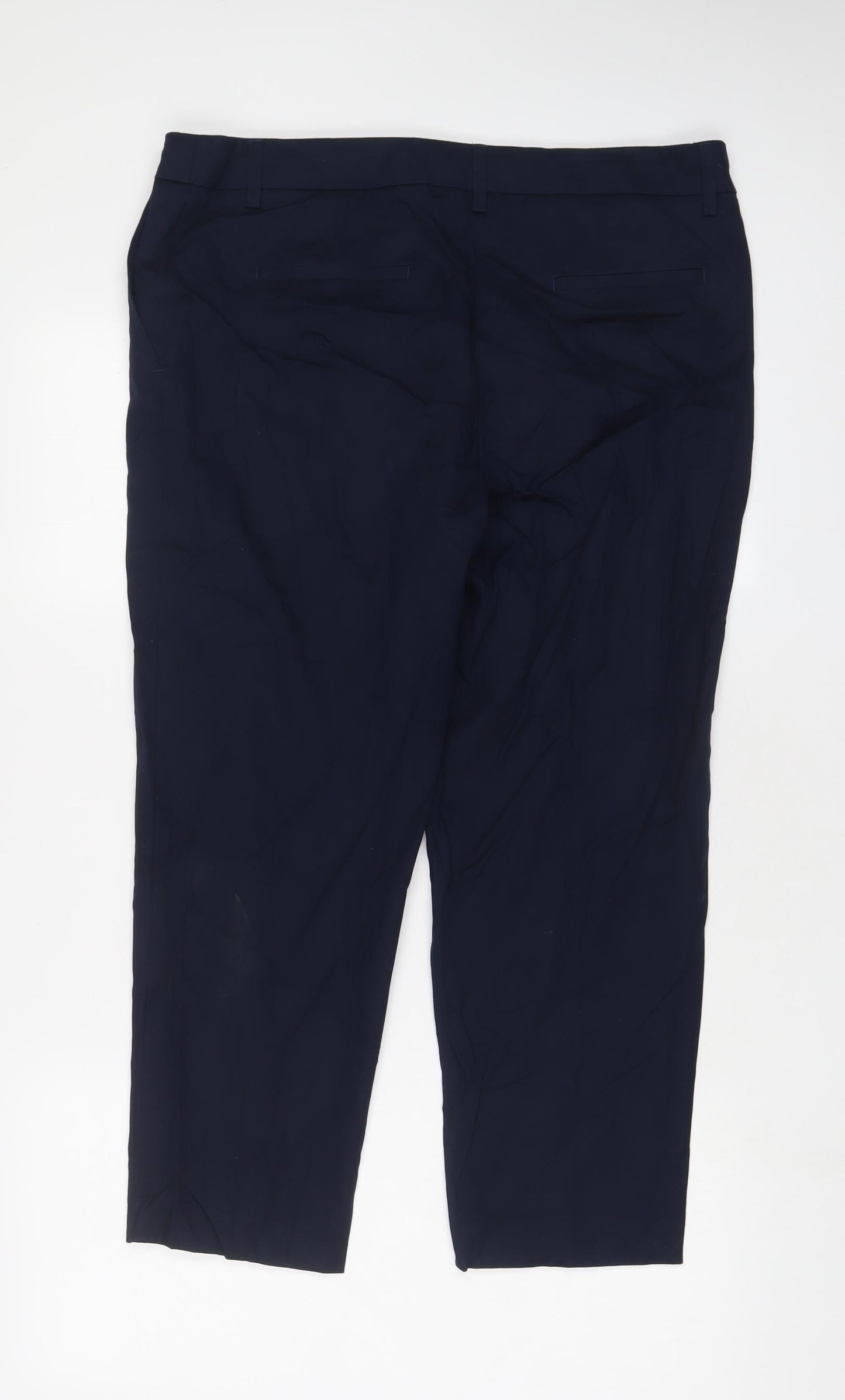 NEXT Womens Blue Cotton Trousers Size 14 L24 in Regular Hook & Eye