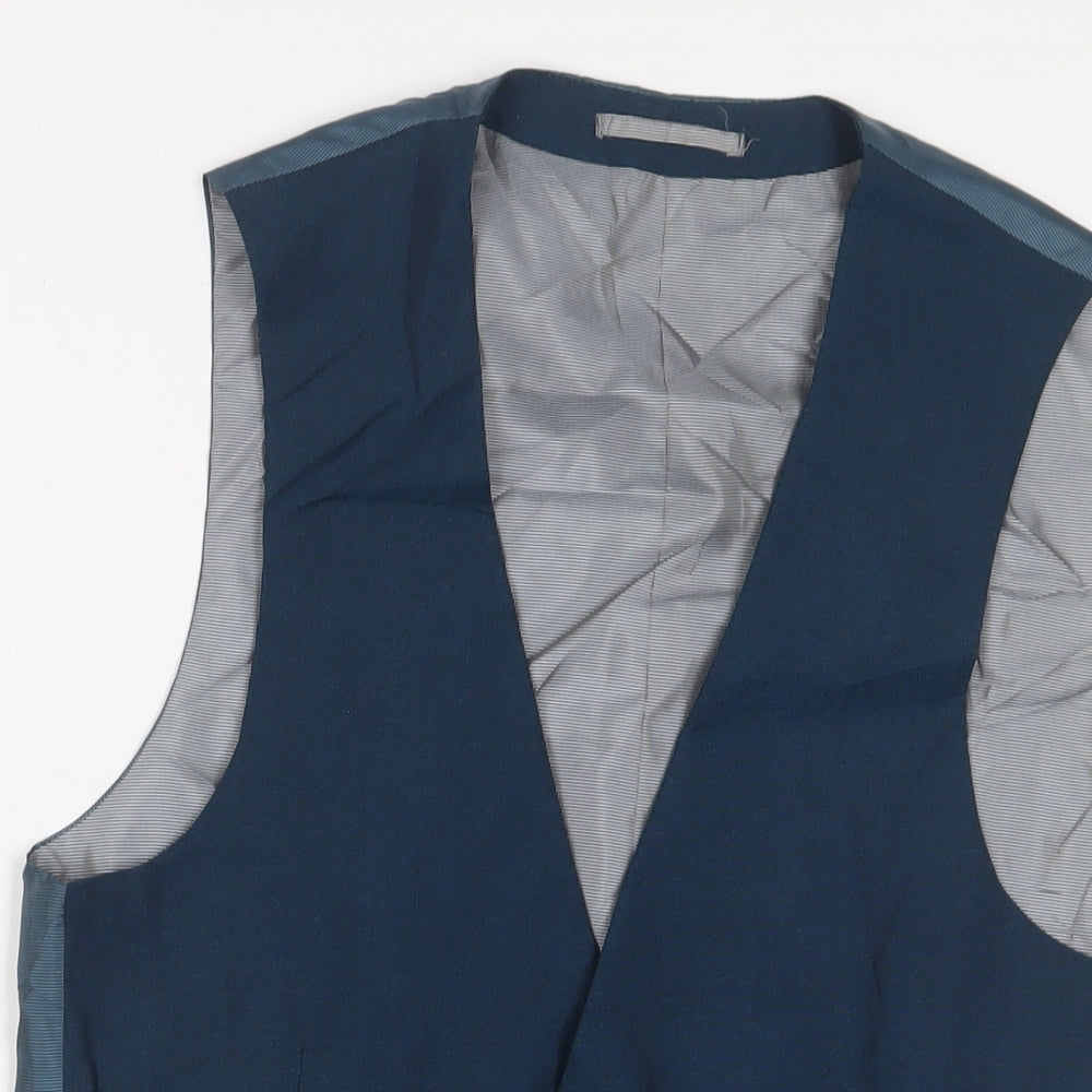 OneSixFive Mens Blue Polyester Jacket Suit Waistcoat Size 36 Regular