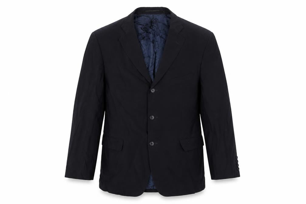 Front view of Marks & Spencer men’s blue wool jacket suit jacket, size 42, regular