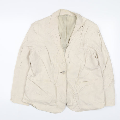 EWM Womens Beige Jacket Blazer Size 18 Button