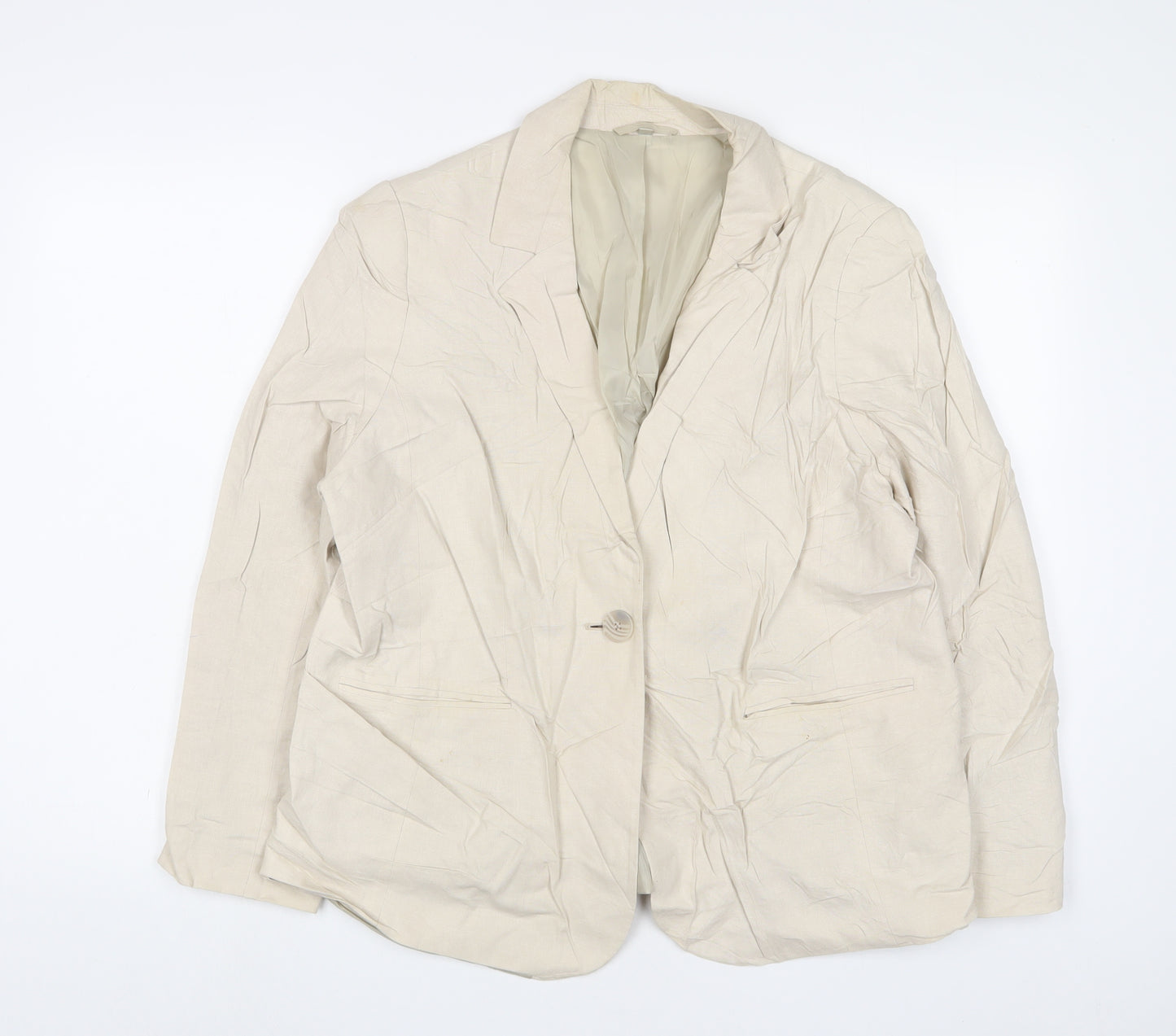 EWM Womens Beige Jacket Blazer Size 18 Button
