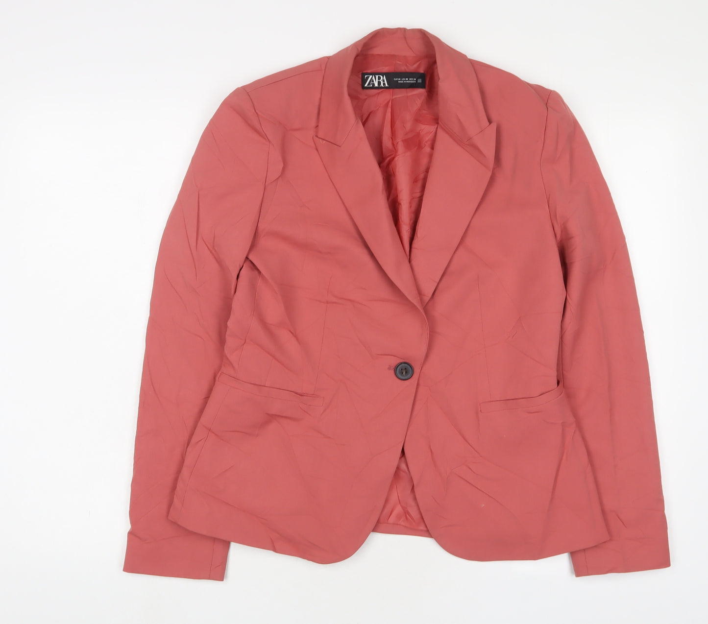 Zara Womens Pink Jacket Blazer Size 10 Button