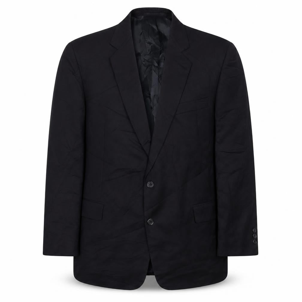 Front view of Knight & Asprey men’s blue wool jacket suit jacket, size 46, regular