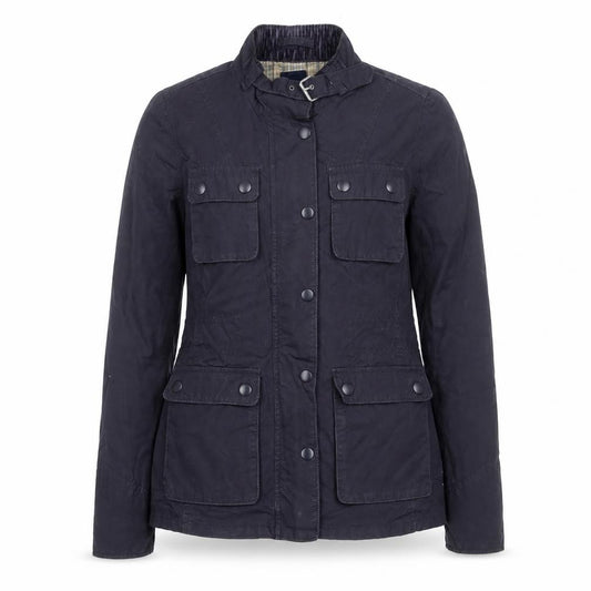 Front view of Gap women’s blue jacket, size S, zip