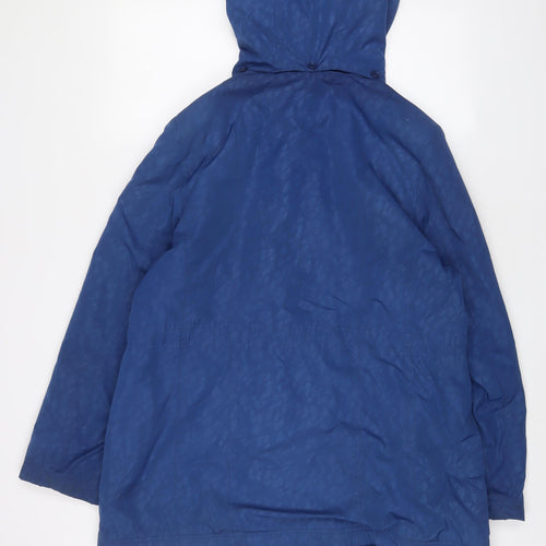 EWM Womens Blue Animal Print Jacket Coat Size 16 Zip