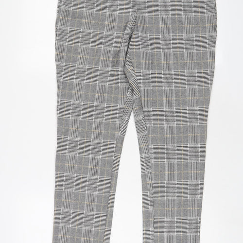 H&M Womens Grey Plaid Polyester Trousers Size L L27 in Regular Zip