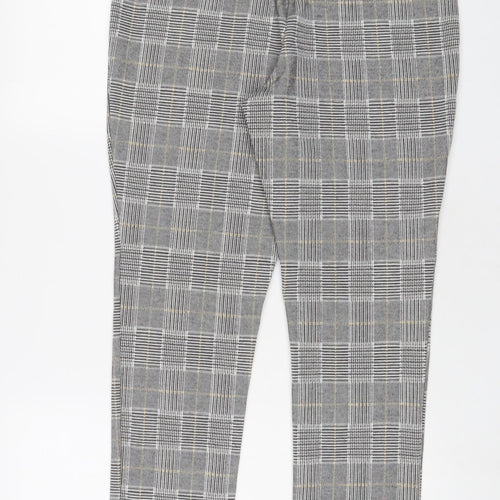 H&M Womens Grey Plaid Polyester Trousers Size L L27 in Regular Zip