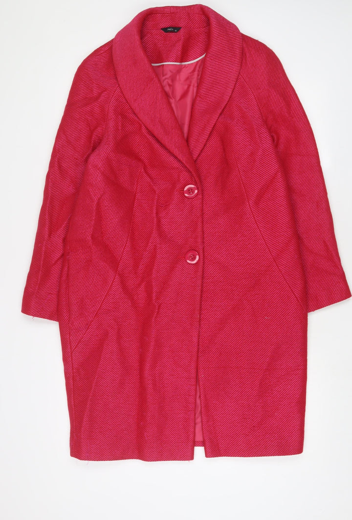 M&Co Womens Pink Overcoat Coat Size 12 Button