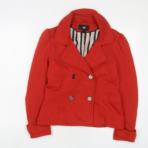 H&M Womens Orange Jacket Blazer Size 14 Button