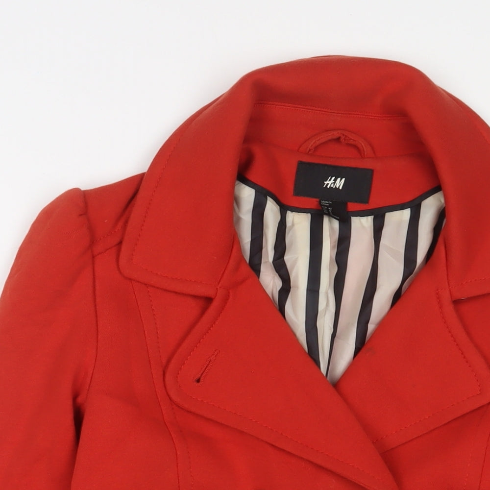 H&M Womens Orange Jacket Blazer Size 14 Button