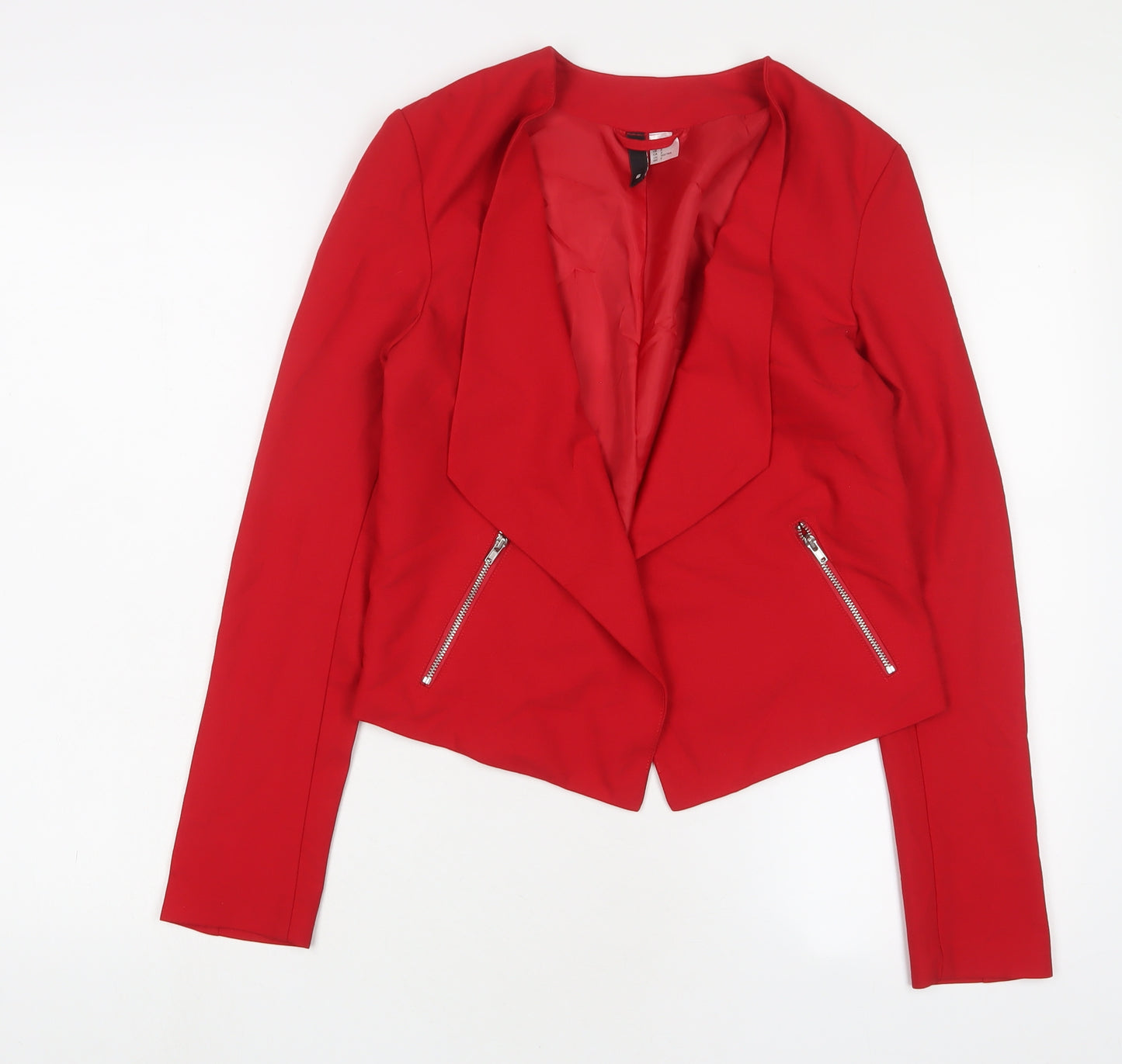 H&M Womens Red Jacket Blazer Size 6