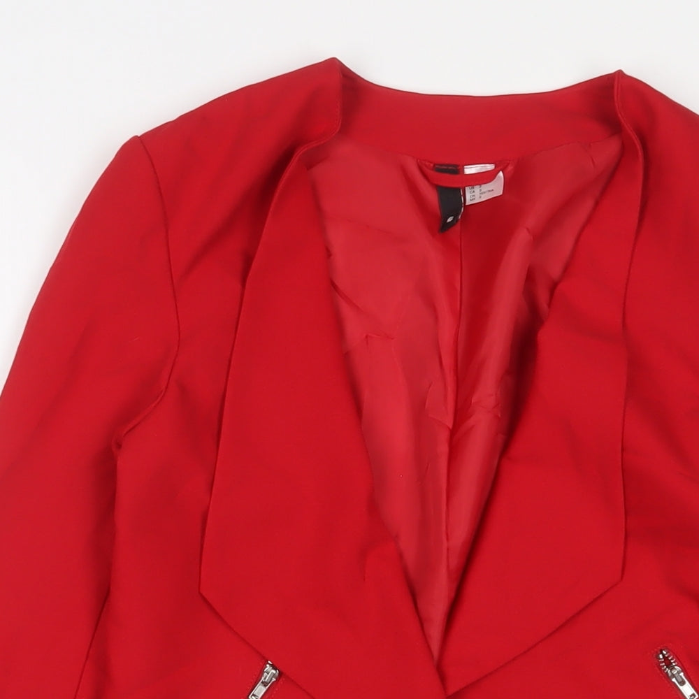 H&M Womens Red Jacket Blazer Size 6