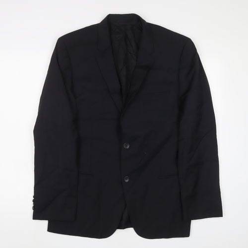 HUGO BOSS Mens Black Wool Jacket Suit Jacket Size 44 Regular