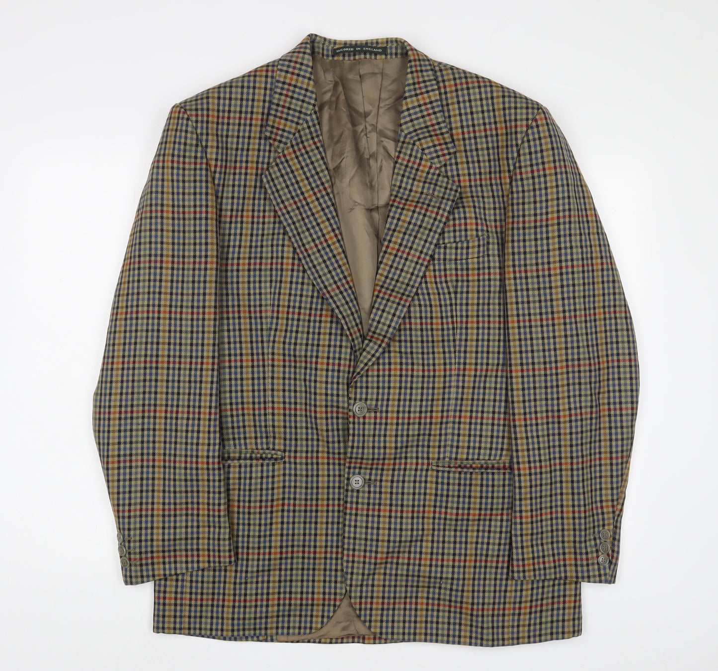 Chatsworth Mens Multicoloured Plaid Wool Jacket Suit Jacket Size 40 Regular