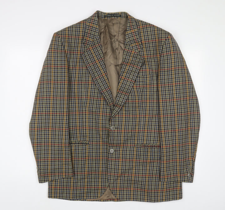 Chatsworth Mens Multicoloured Plaid Wool Jacket Suit Jacket Size 40 Regular