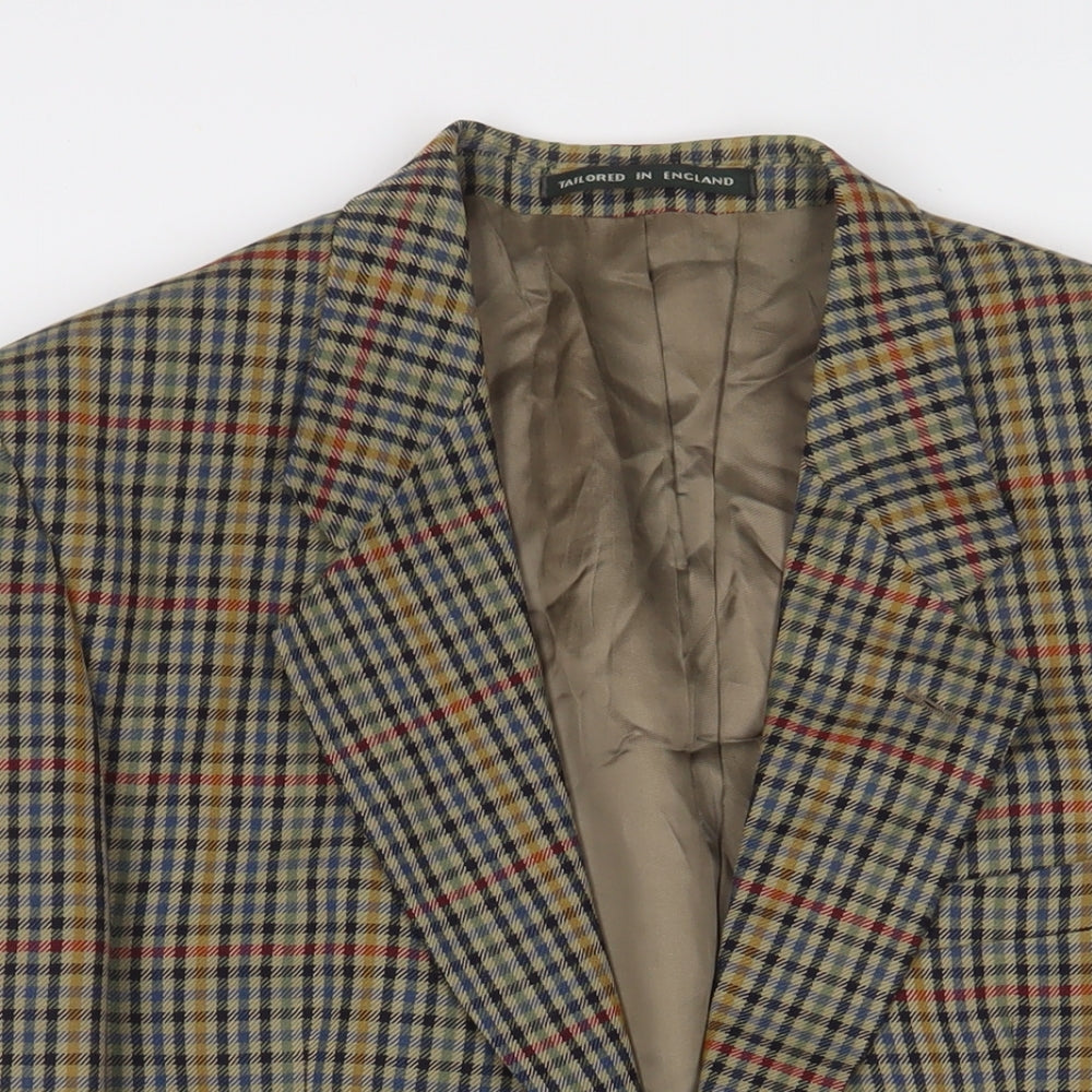 Chatsworth Mens Multicoloured Plaid Wool Jacket Suit Jacket Size 40 Regular