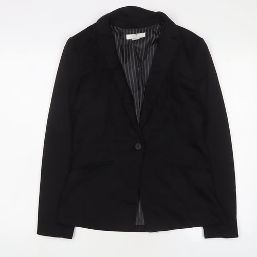 H&M Womens Black Jacket Blazer Size 12 Button