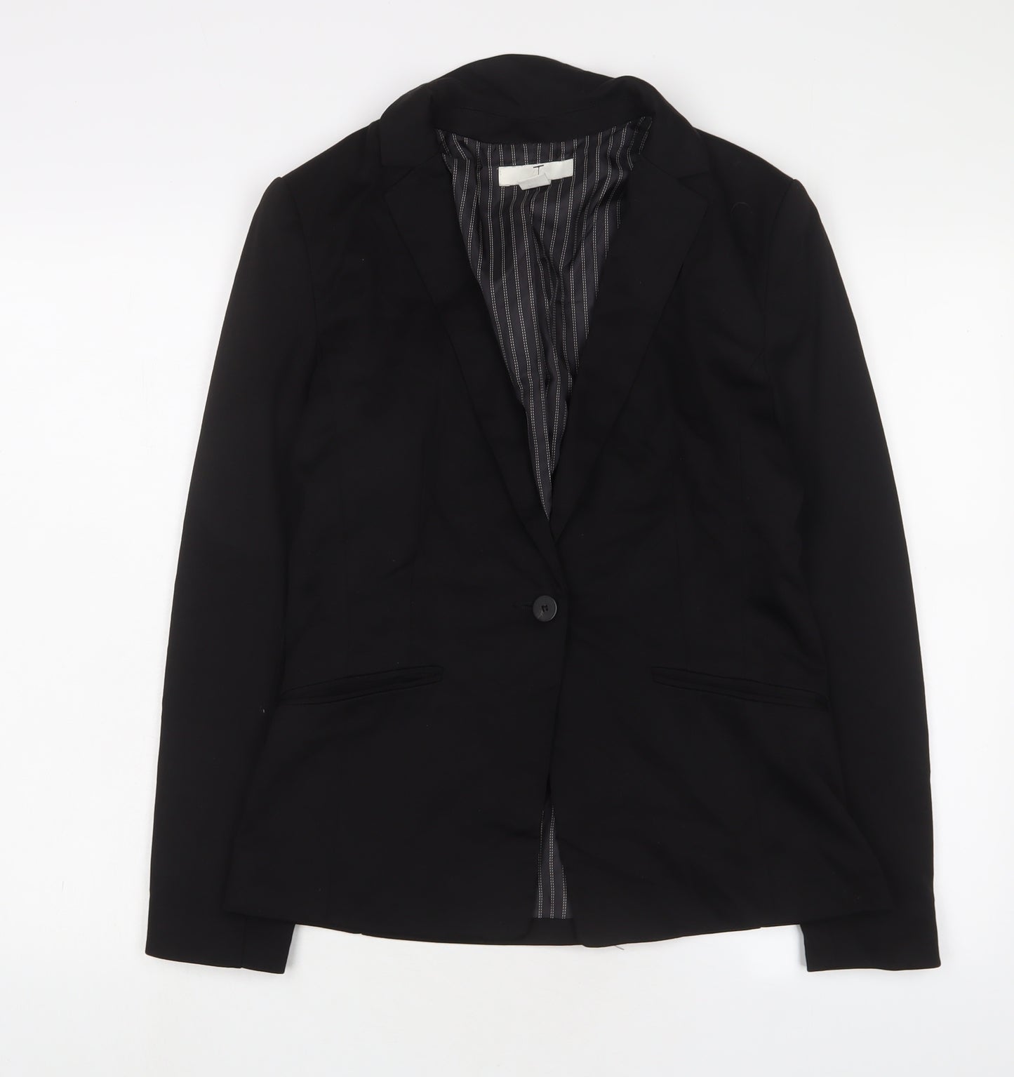 H&M Womens Black Jacket Blazer Size 12 Button