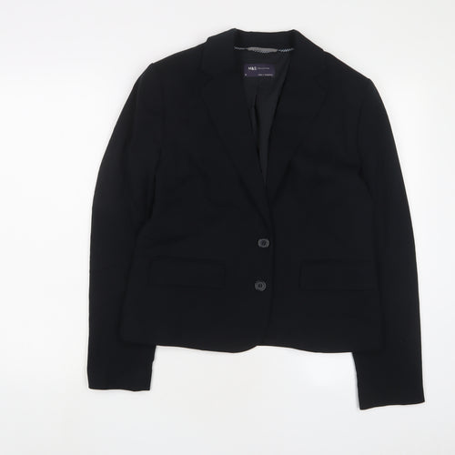 Marks and Spencer Womens Black Jacket Blazer Size 12 Button