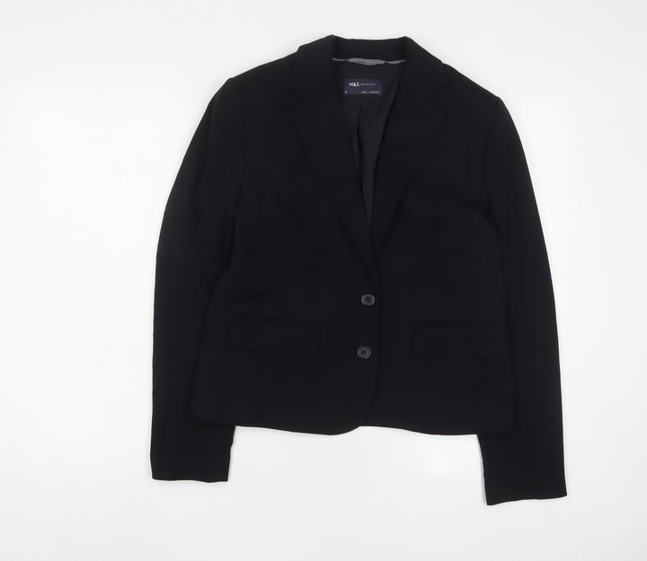 Marks and Spencer Womens Black Jacket Blazer Size 12 Button