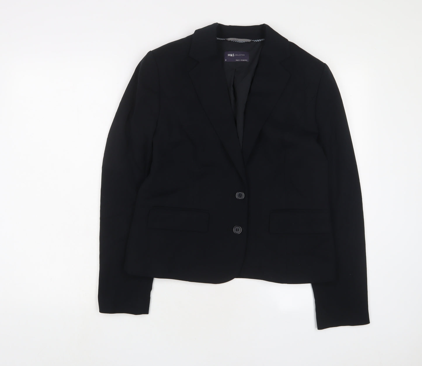Marks and Spencer Womens Black Jacket Blazer Size 12 Button