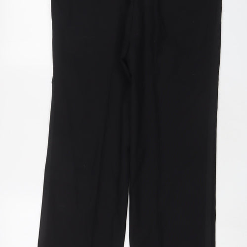 St Michael Mens Black Wool Trousers Size 34 in L33 in Regular Hook & Eye - Long Leg