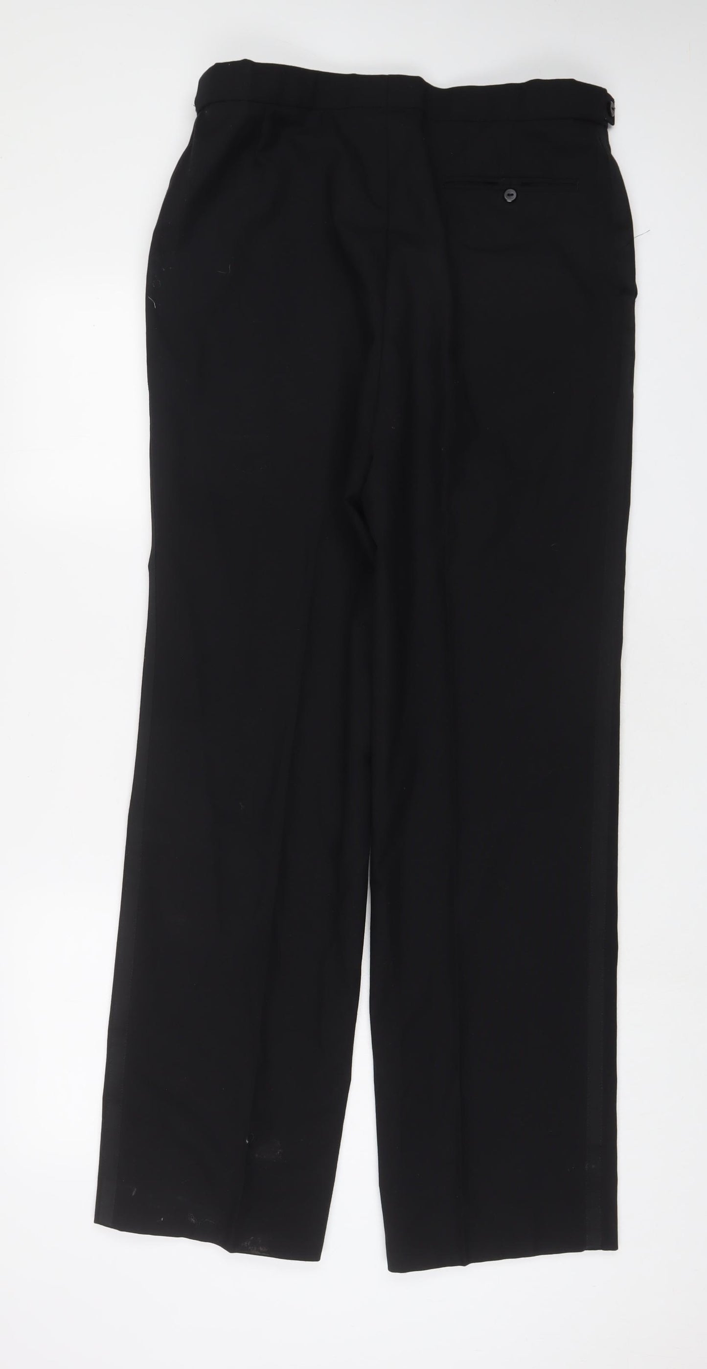 St Michael Mens Black Wool Trousers Size 34 in L33 in Regular Hook & Eye - Long Leg