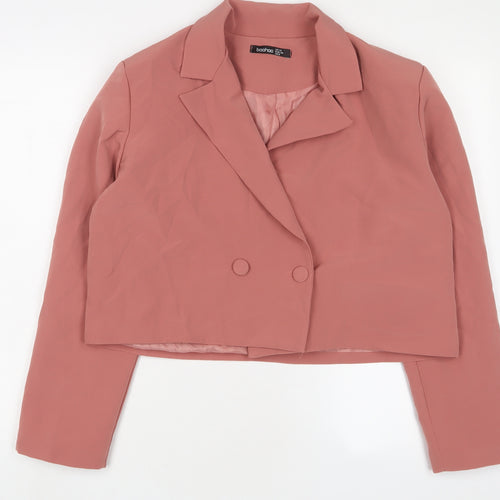 Boohoo Womens Pink Jacket Blazer Size 12 Button