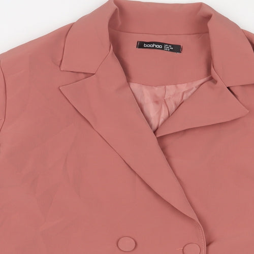 Boohoo Womens Pink Jacket Blazer Size 12 Button