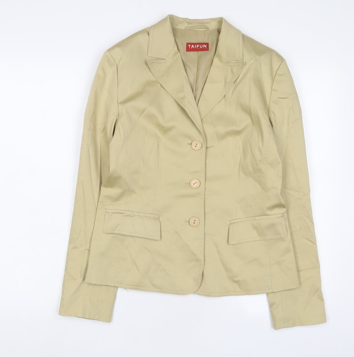 Taifun Womens Beige Jacket Blazer Size 12 Zip