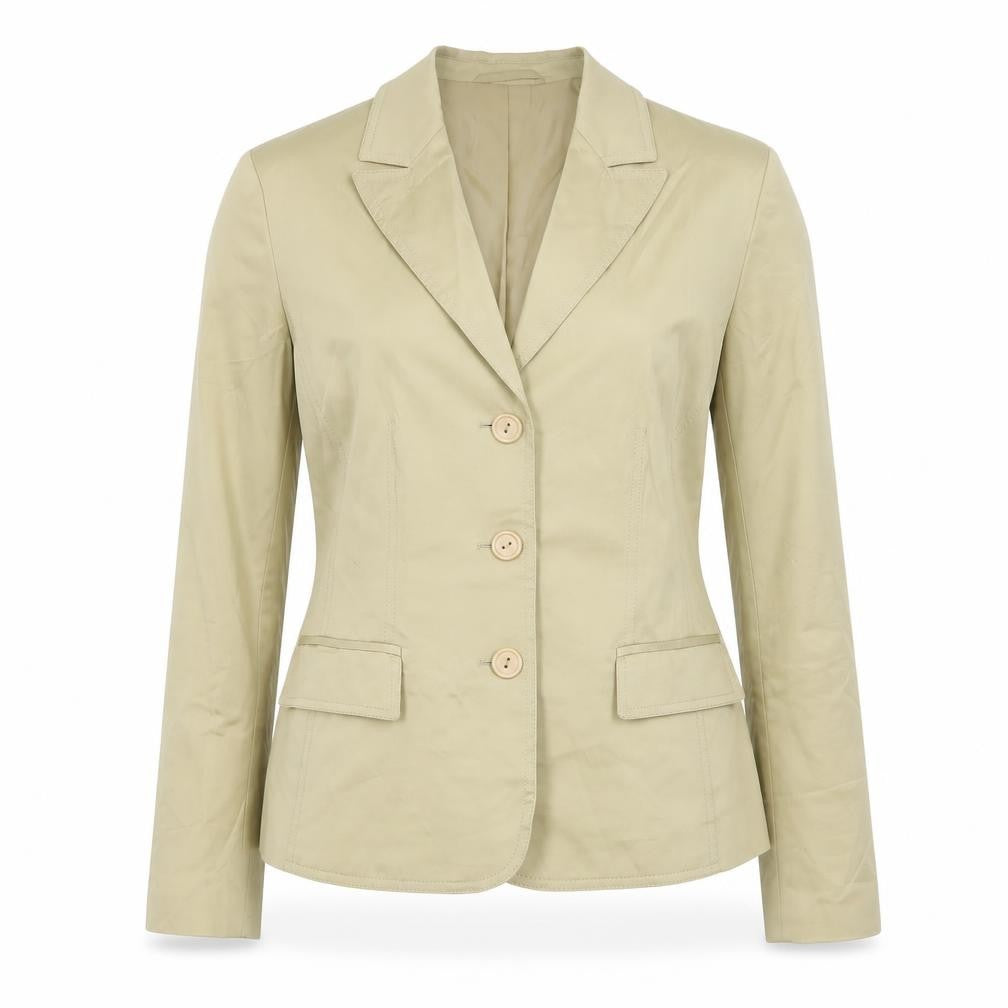 Front view of Taifun women’s beige jacket blazer, size UK 12, zip